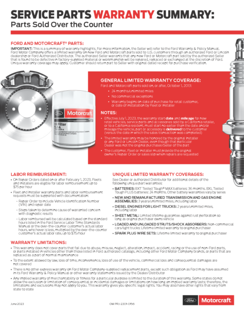 Warranty Statements Fbparts